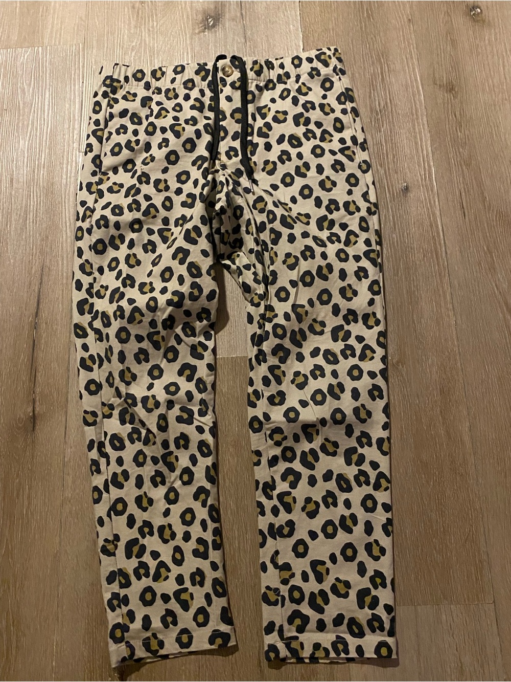 Beige Leopard Print Jogger Pants for Men